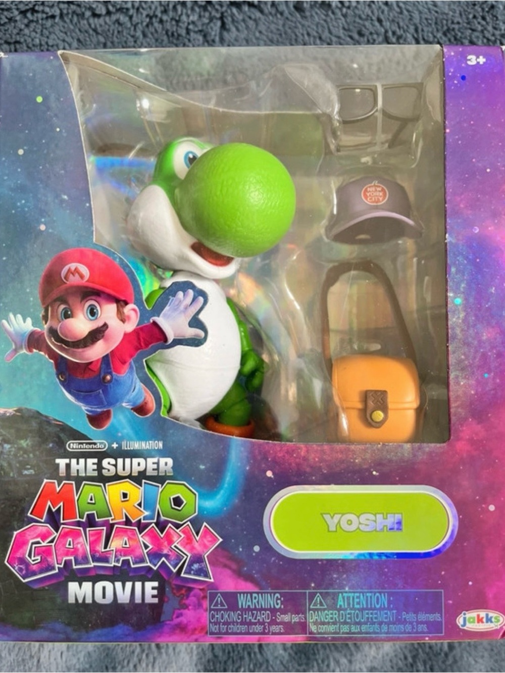 Nintendo Yoshi Figure with Orange Bag and Gray Hat